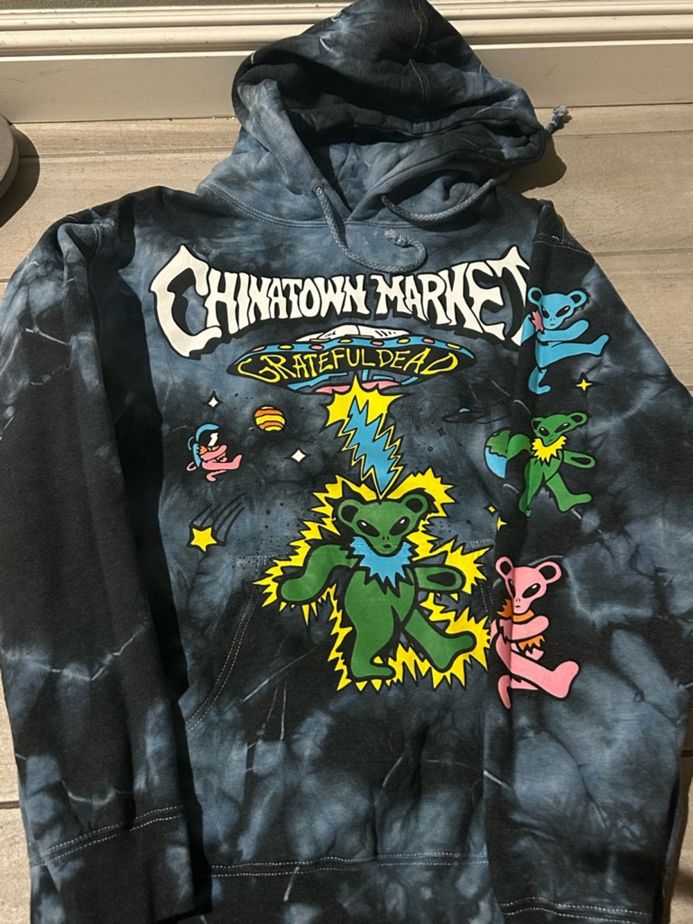 ChinaTown Market X Grateful Dead Tie Dye RARE Hoodie Blue size medium as is